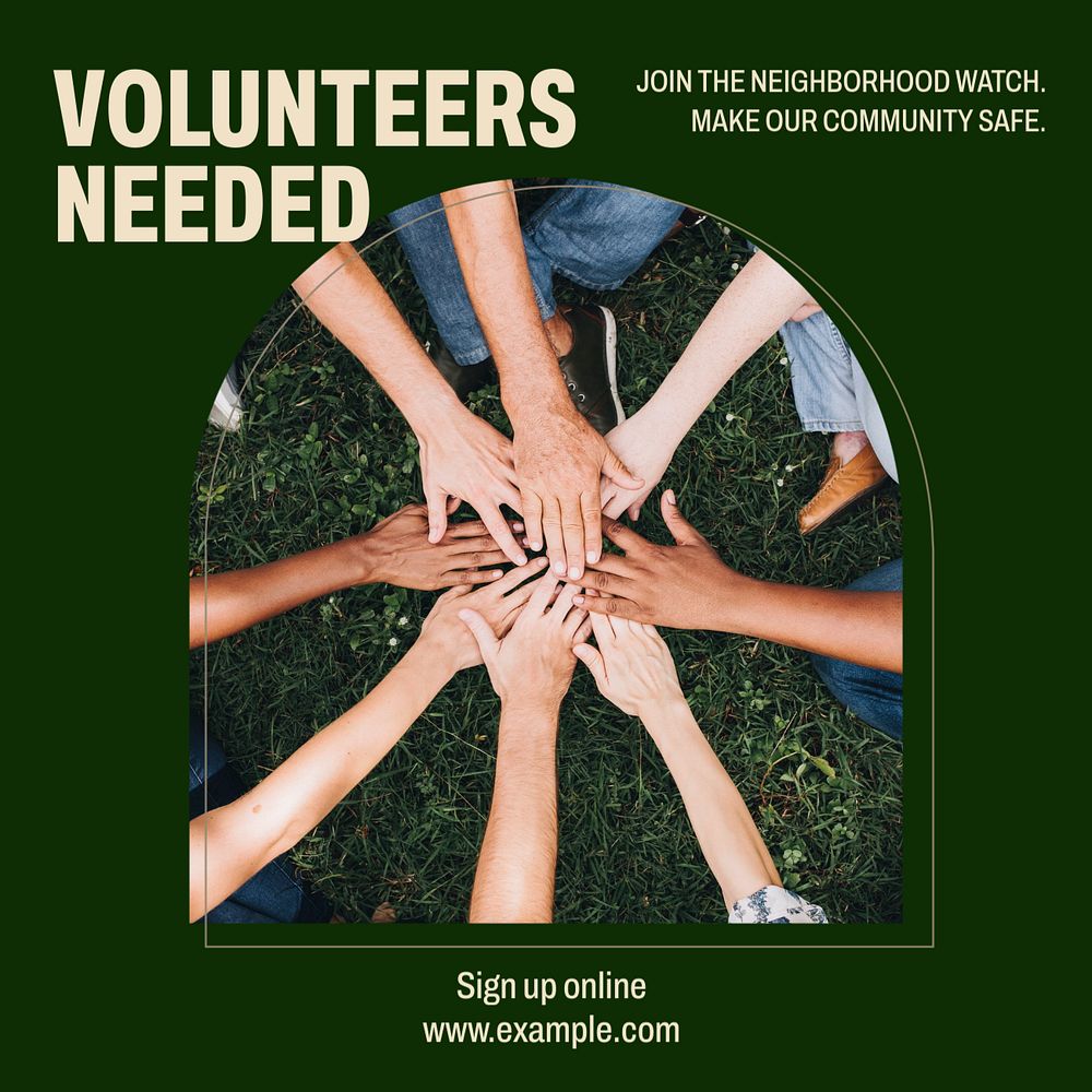 Volunteer needed Instagram post template, editable text