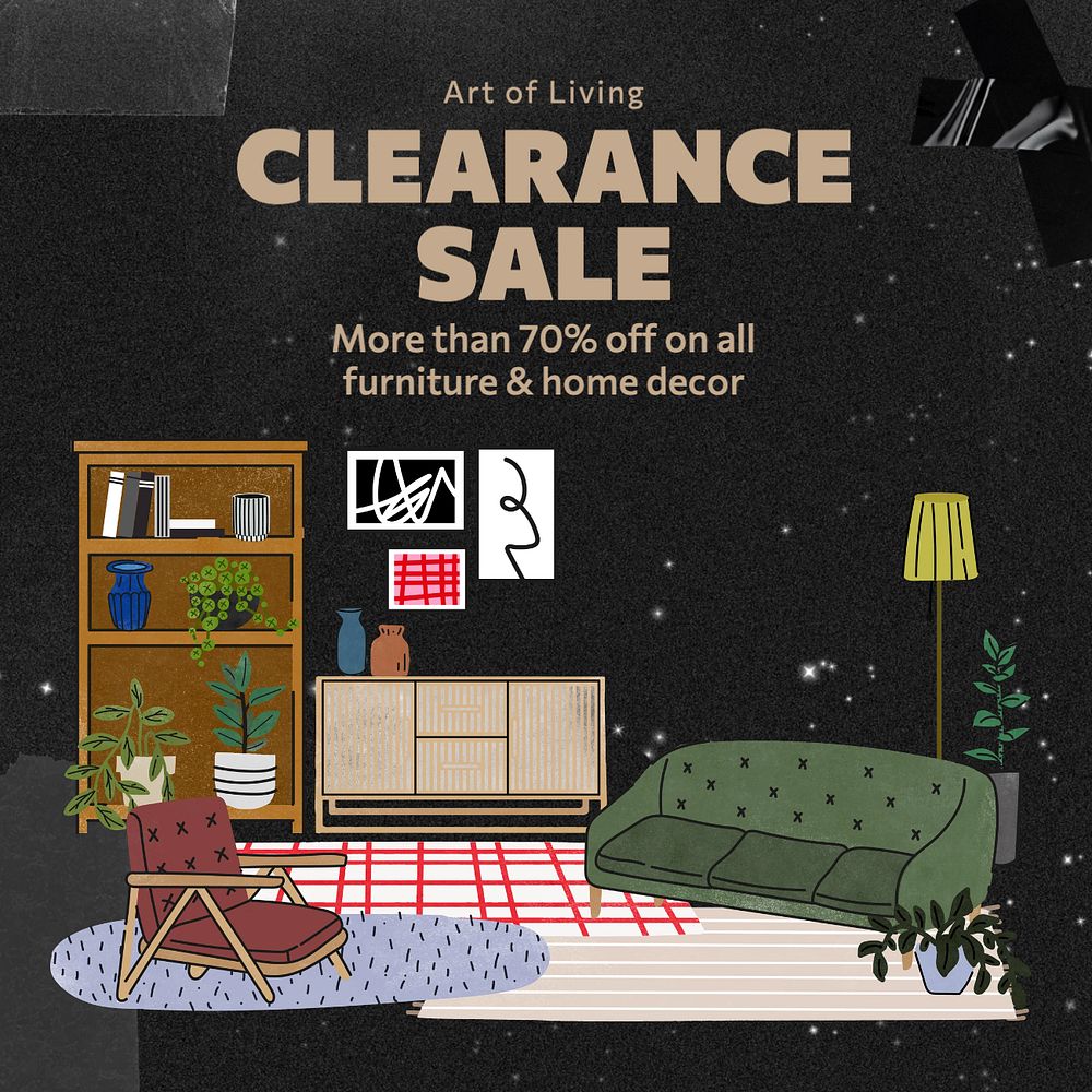 Clearance sale Instagram post template, editable text