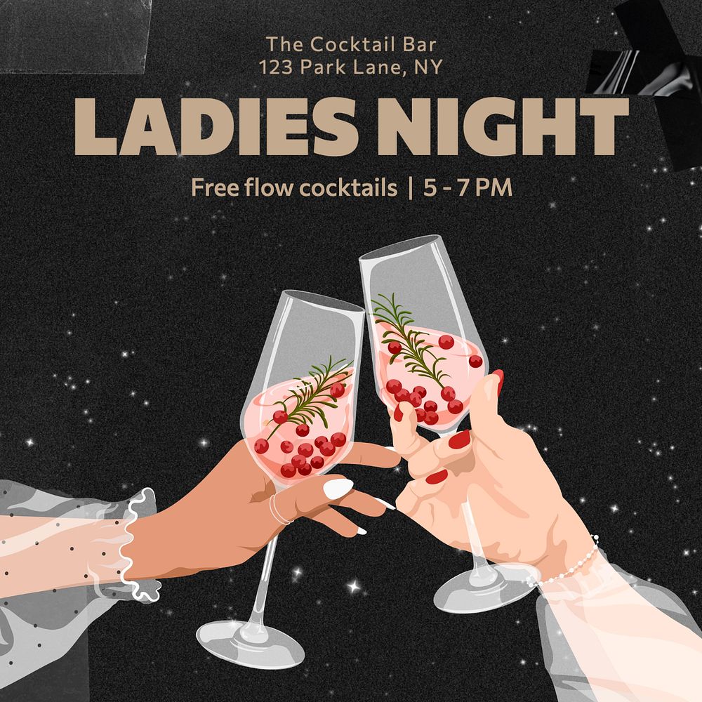 Ladies night Instagram post template, editable text