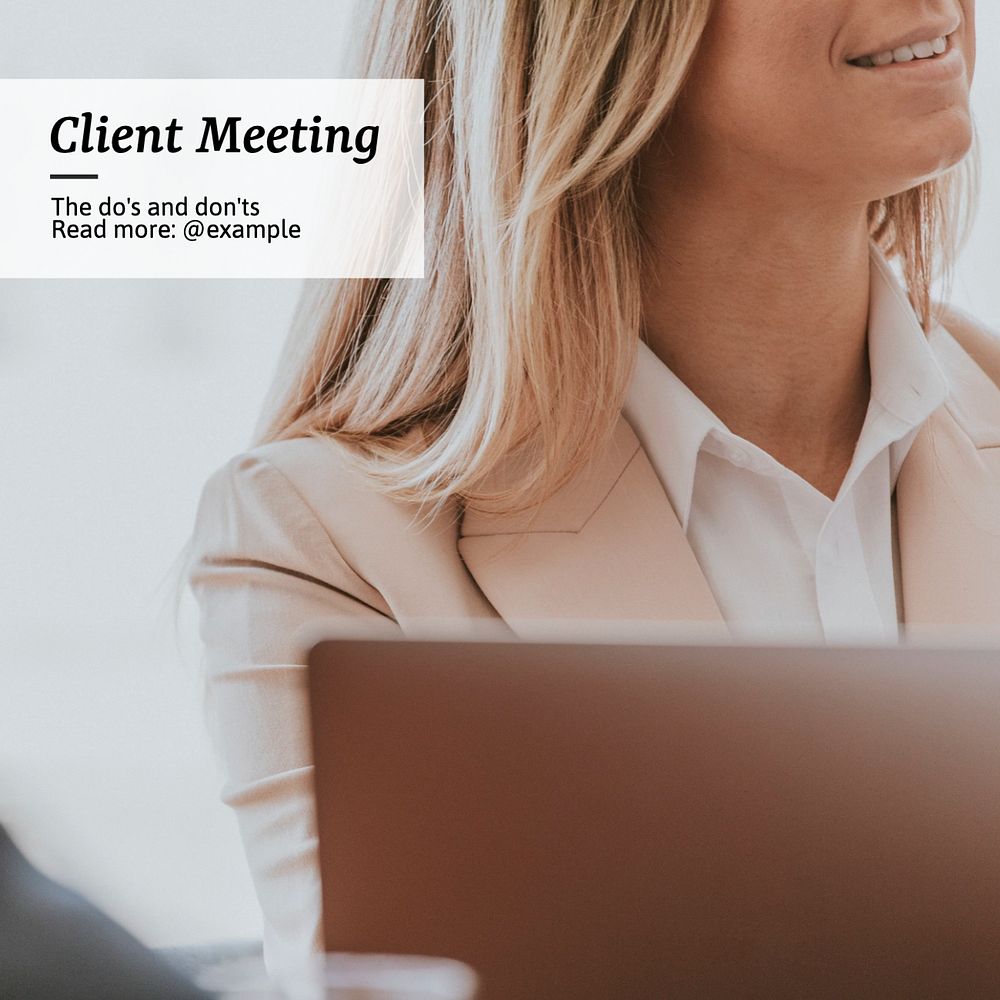 Client meeting Instagram post template, editable text