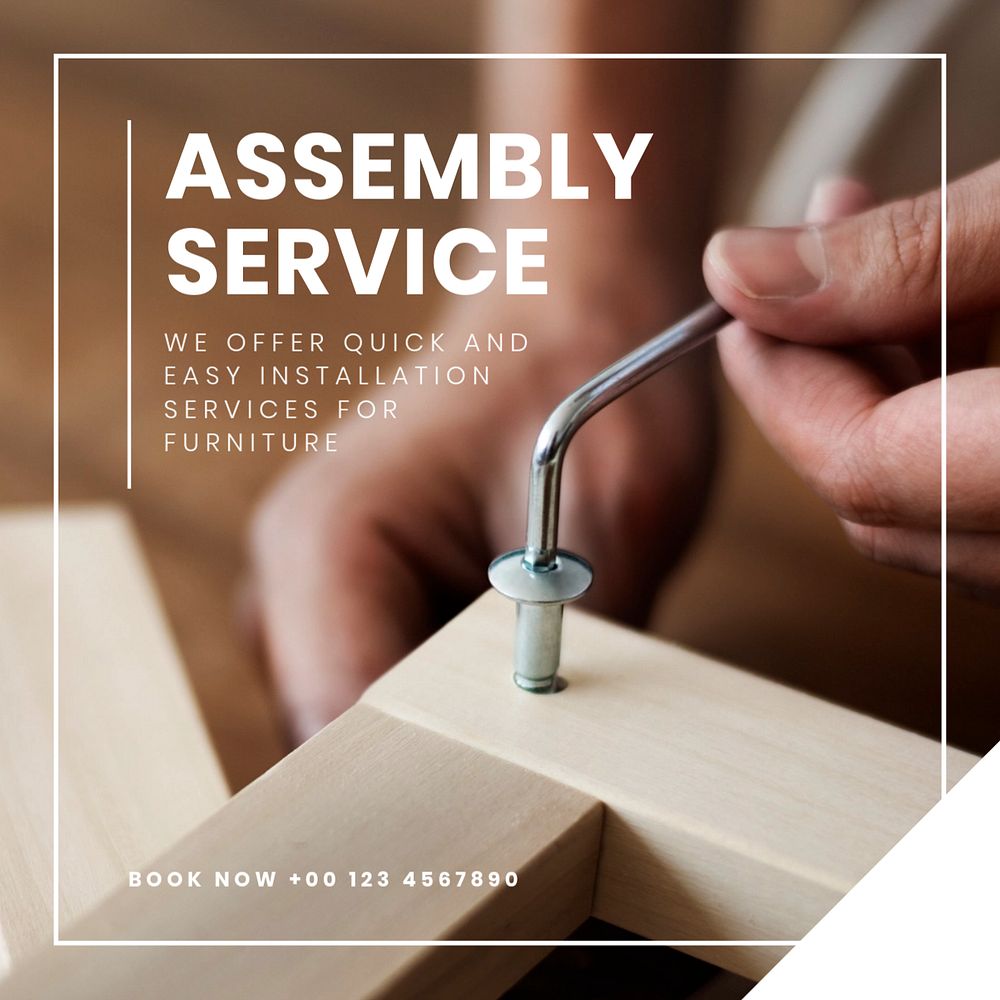 Assembly service Instagram post template, editable text