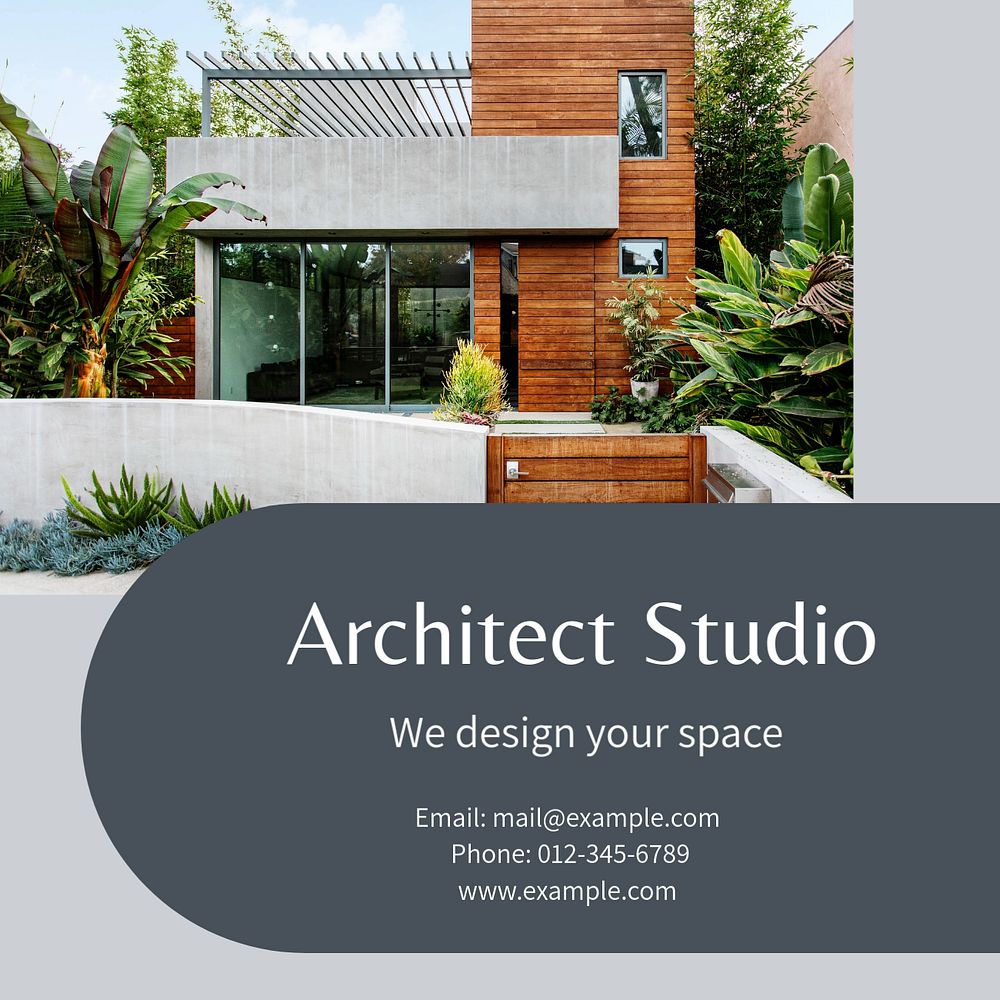 Architect studio Facebook post template, editable design