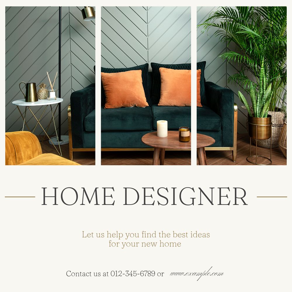 Home designer Instagram post template, editable text