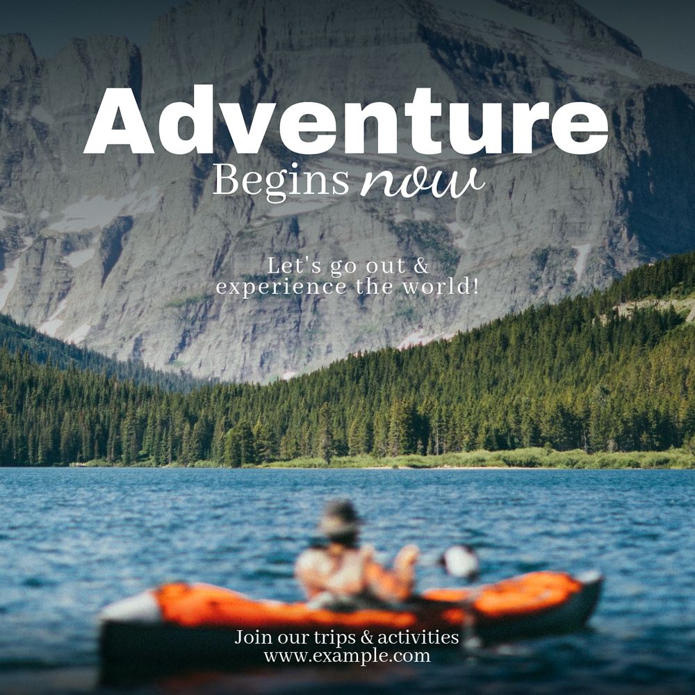 Adventure & travel Instagram post template, editable text