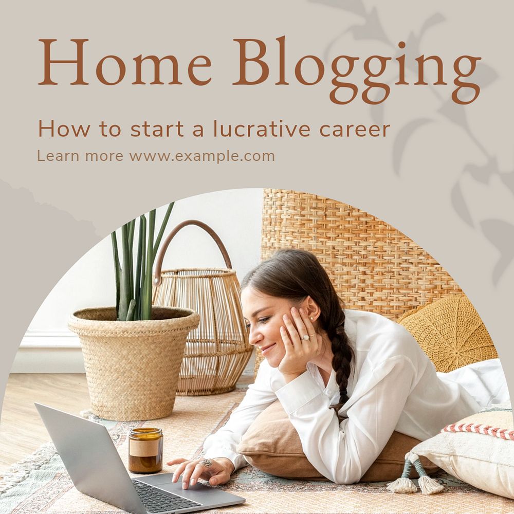 Home blogging Instagram post template, editable text