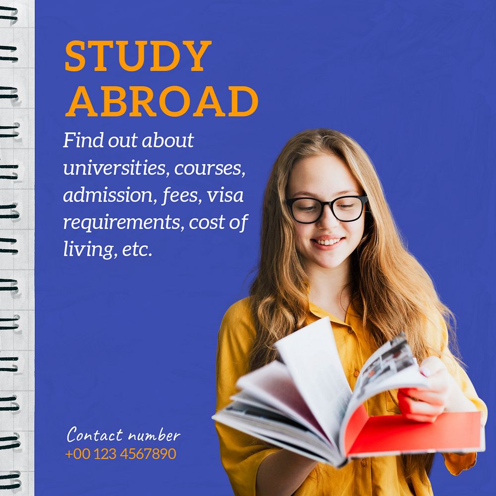 Study abroad counselling Instagram post | Premium Editable Template ...