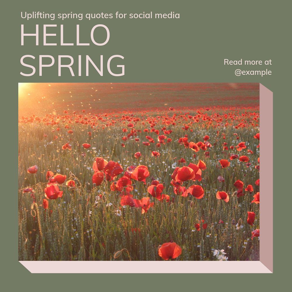 Hello spring Instagram post template, editable text