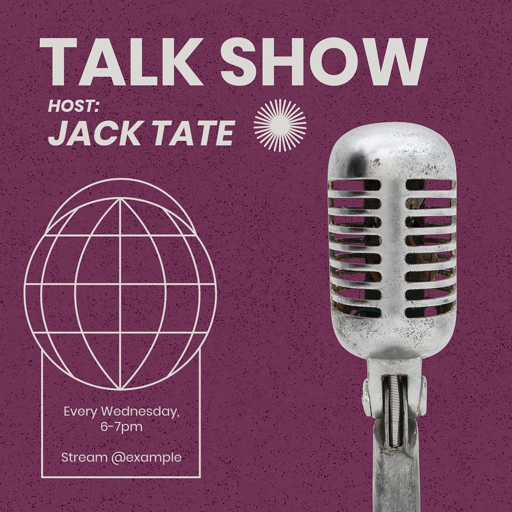 Talk show Instagram post template, editable text