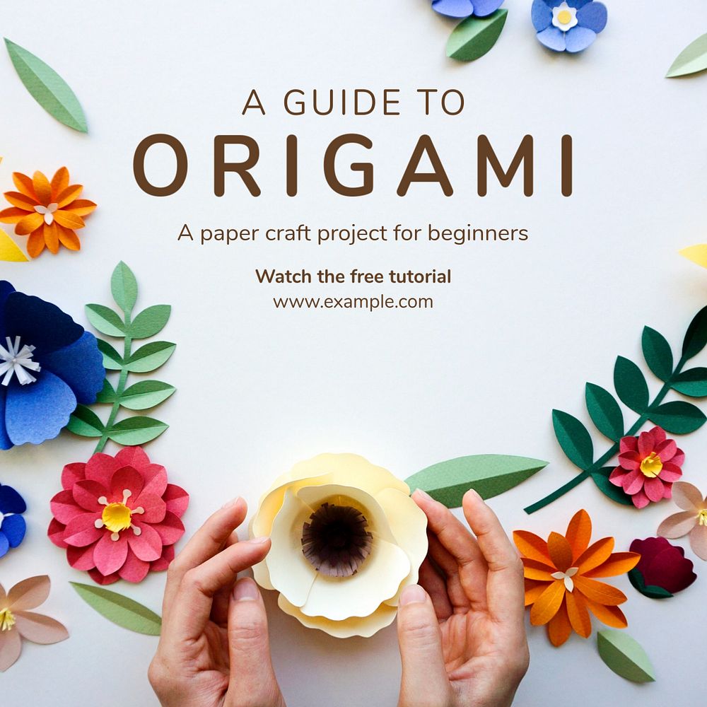 Origami Instagram post template, editable text