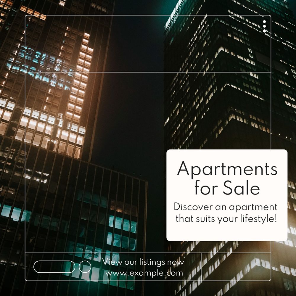 Apartments for sale Instagram post template, editable text