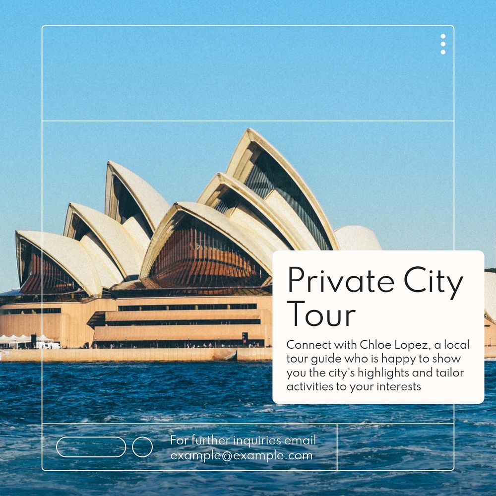 City tour guide Instagram post template, editable text