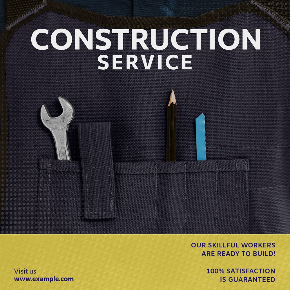 Construction service Instagram post template, editable text