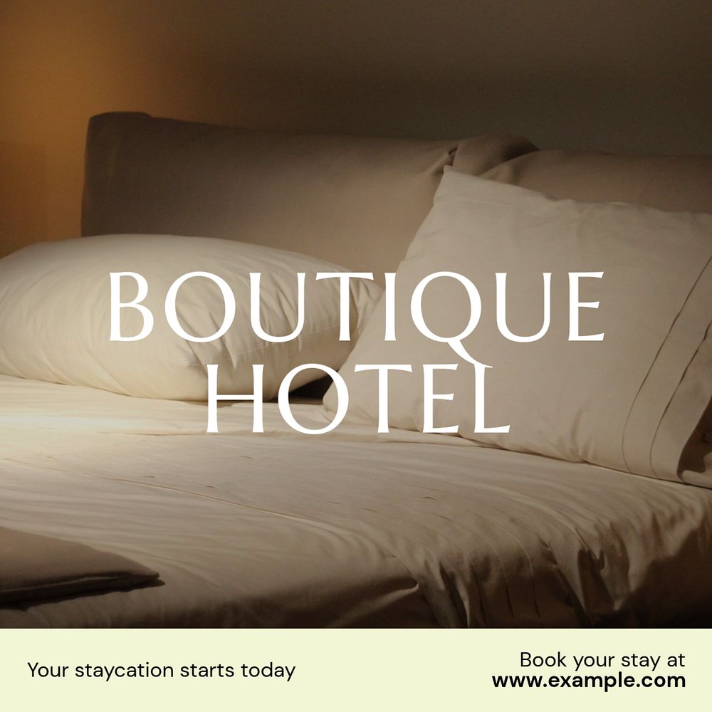 Boutique hotel Instagram post template, editable text