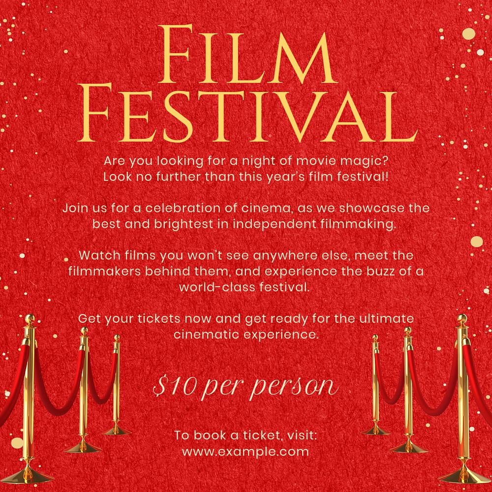 Film festival Instagram post template, editable text