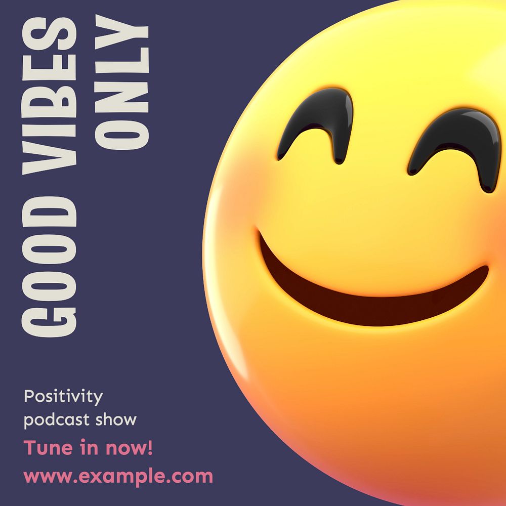 Good vibes only Instagram post template, editable text