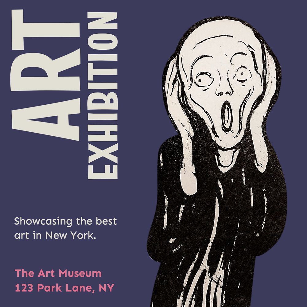 Art exhibition Instagram post template, editable text