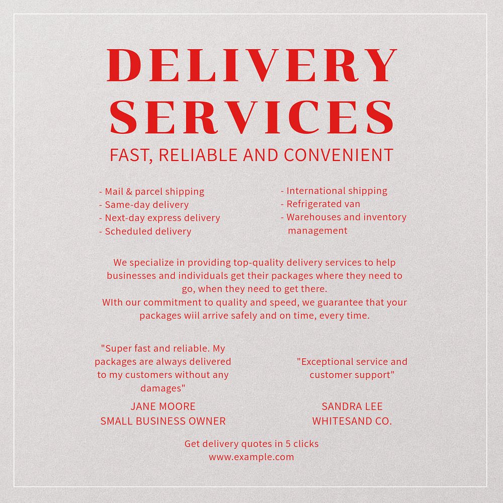 Delivery services Instagram post template, editable text