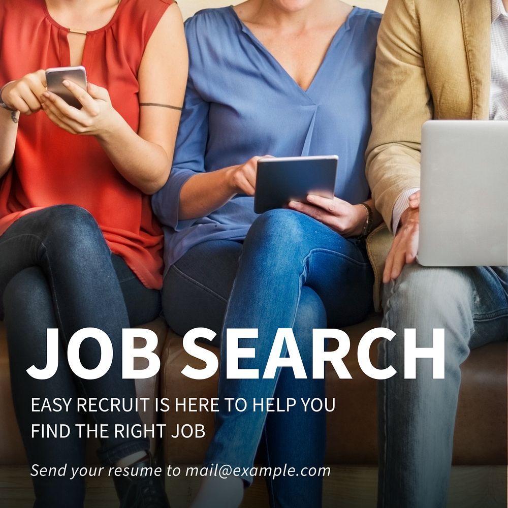 Job search Instagram post template, editable text