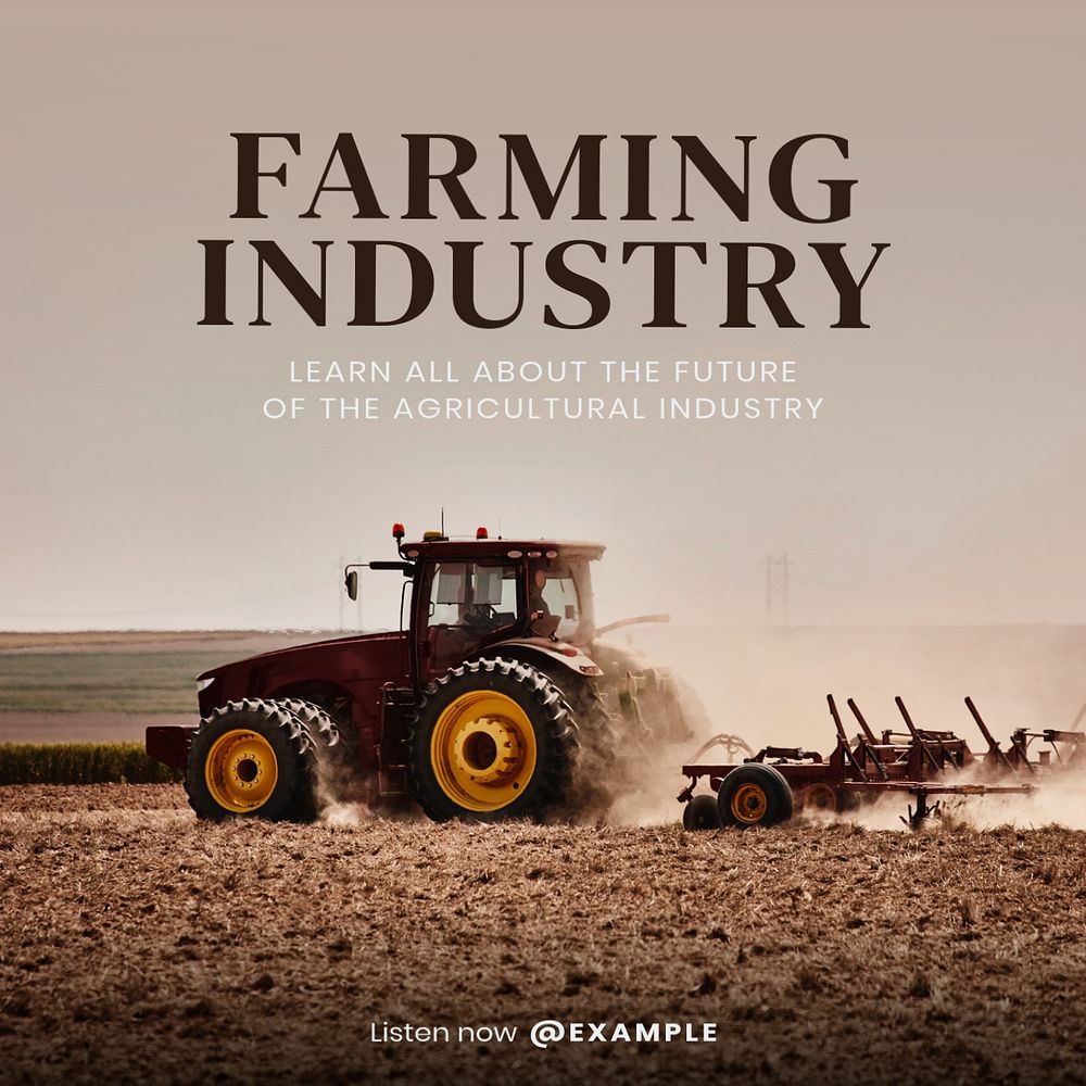 Farming industry Instagram post template, editable text