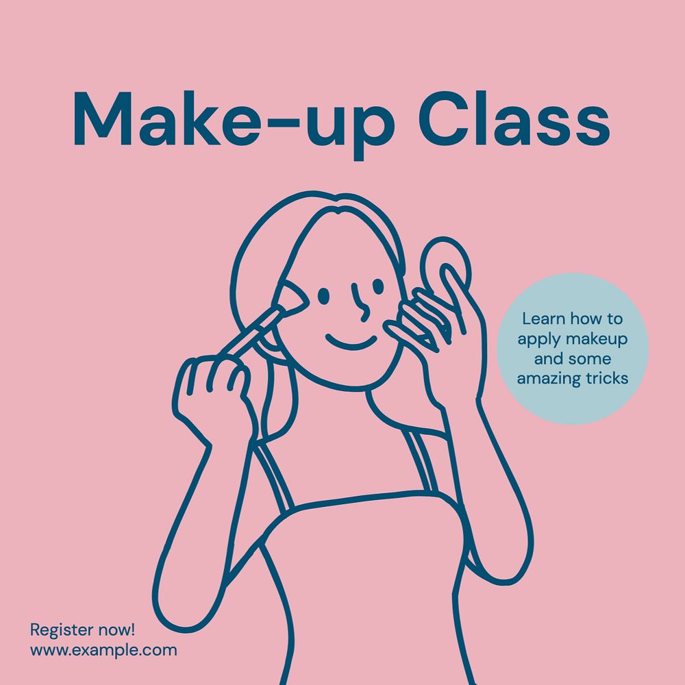 Makeup class Instagram post template, editable text