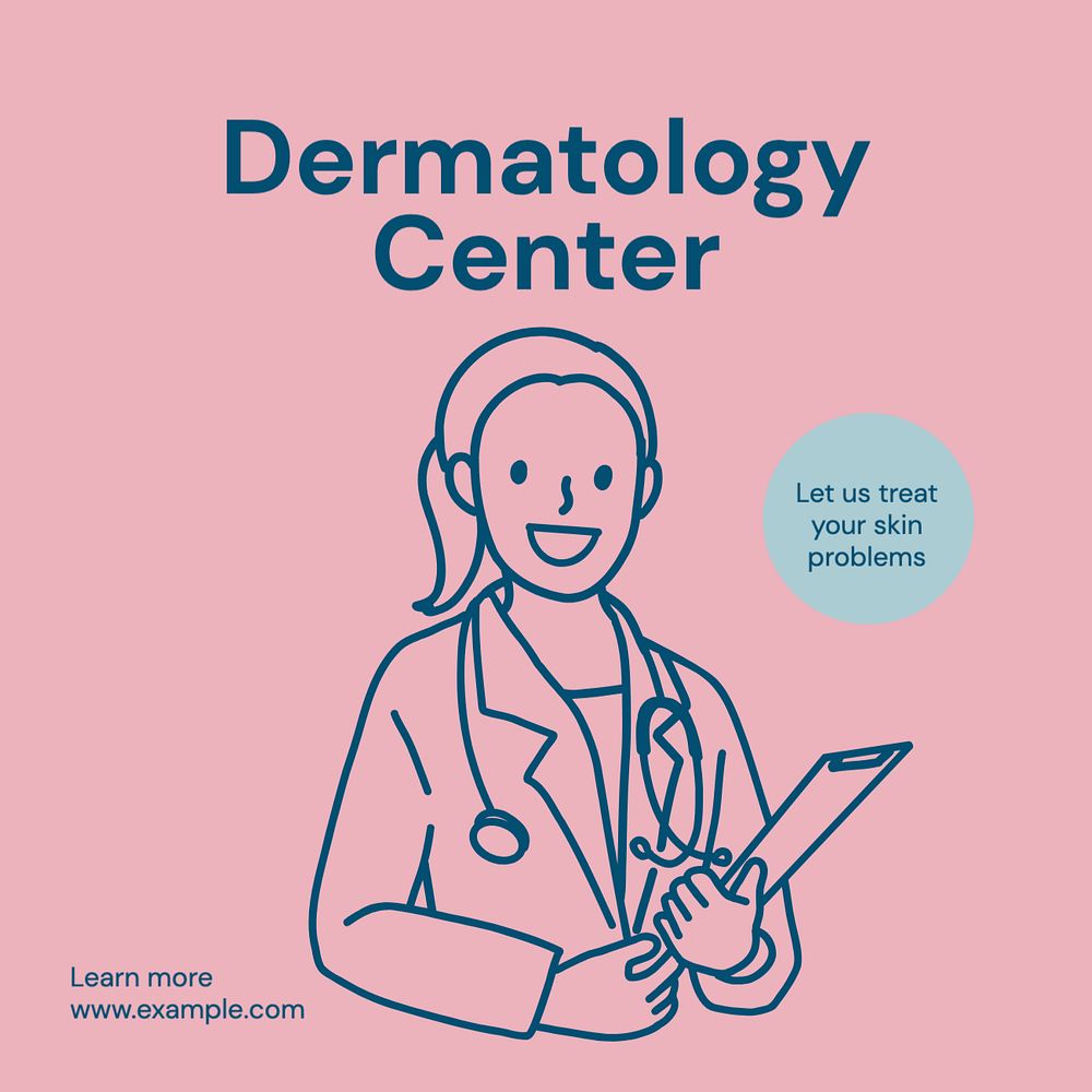 Dermatology Center Instagram post template, editable text