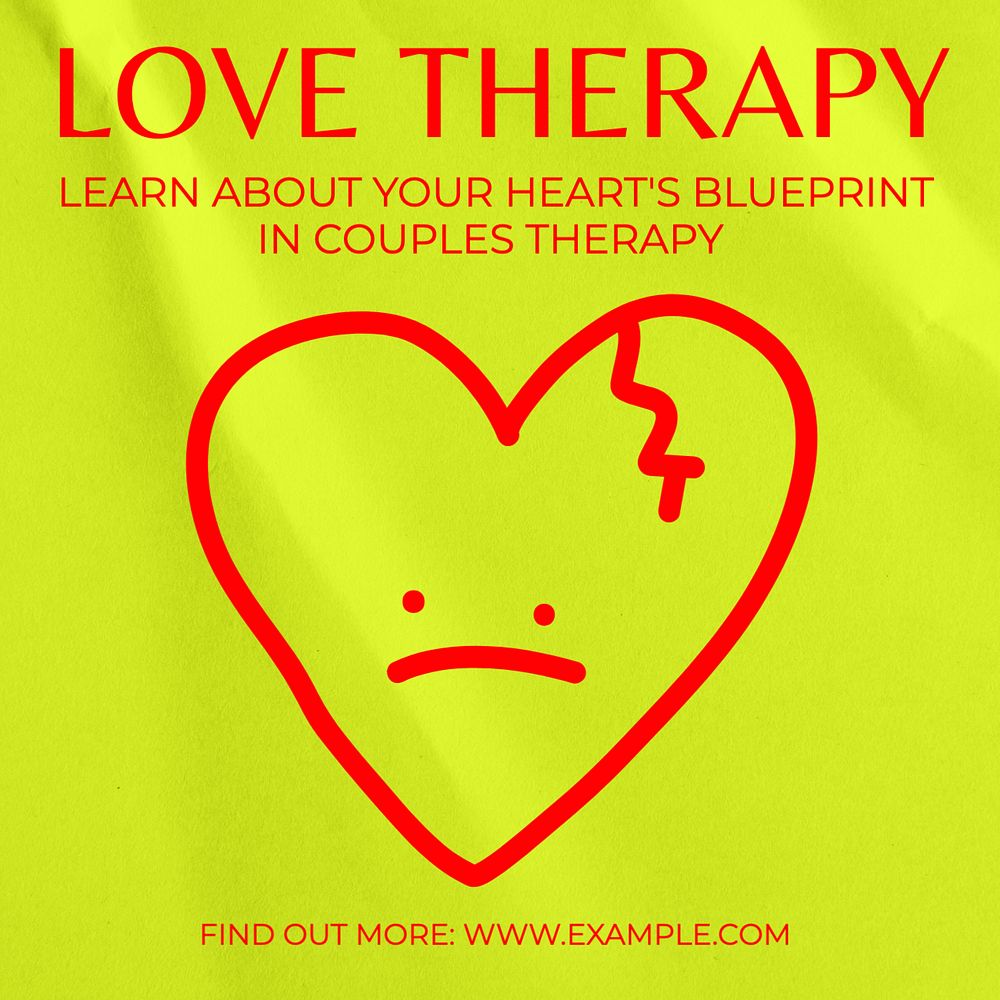 Love therapy Instagram post template, editable text