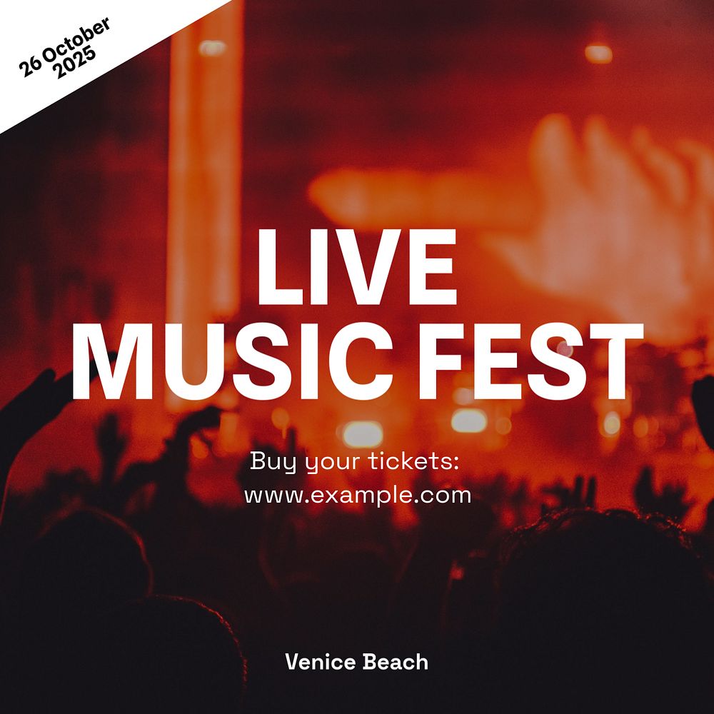 Music festival Instagram post template, editable text