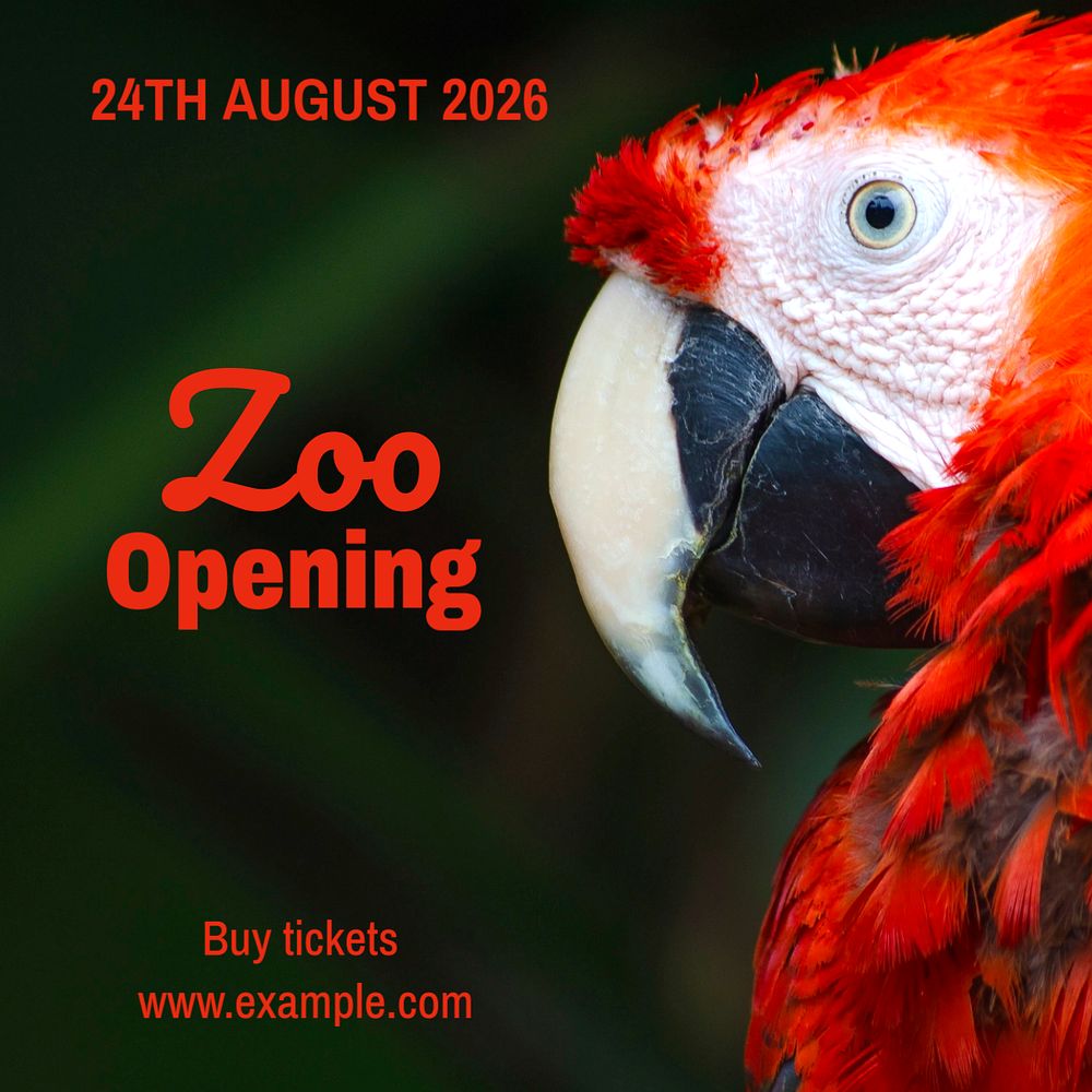 Zoo opening Instagram post template, editable text