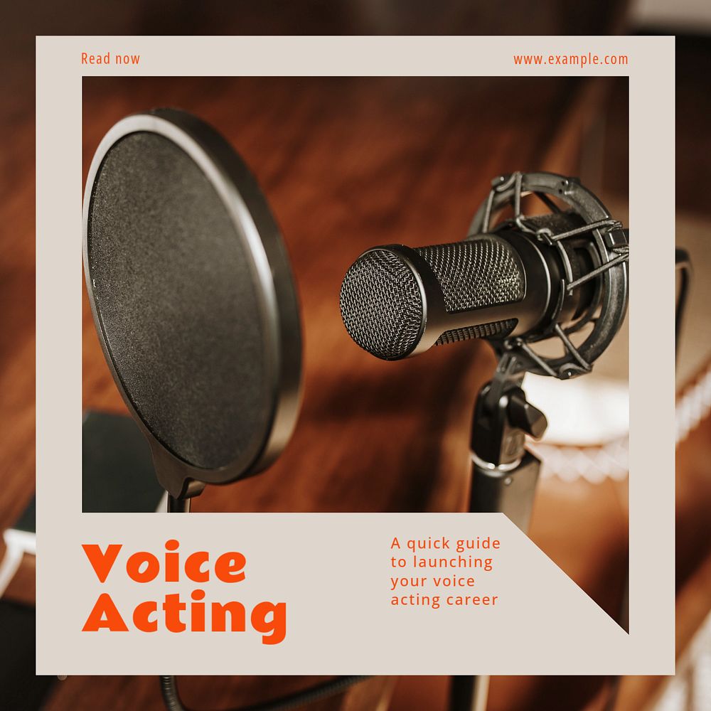 Voice acting Instagram post template, editable text