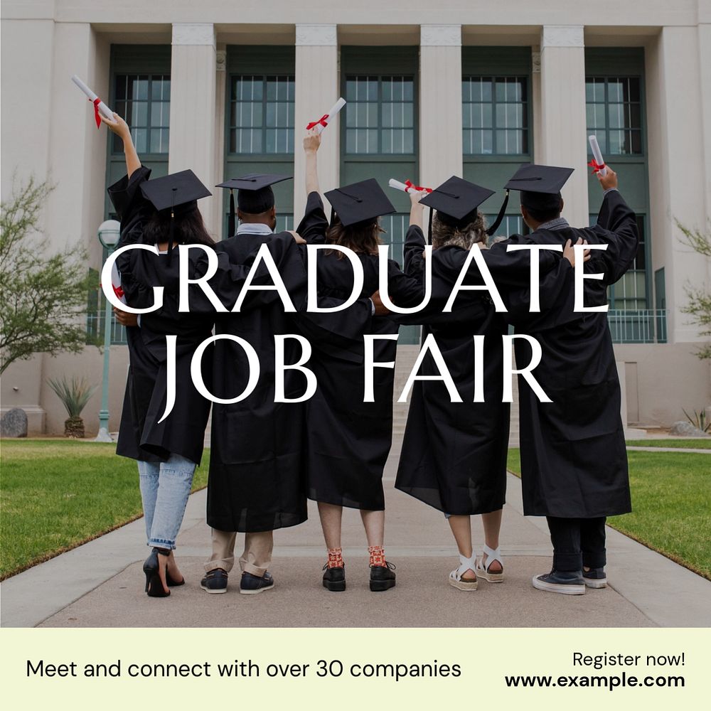 Graduate job fair Instagram post template, editable text