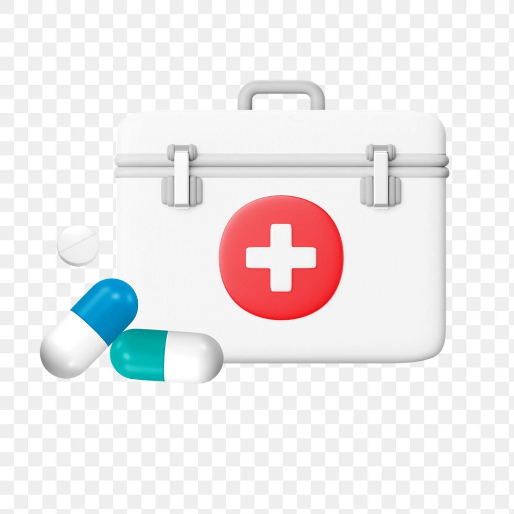 3D first aid box, element editable illustration