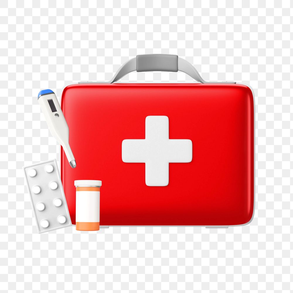 3D first aid box, element editable illustration