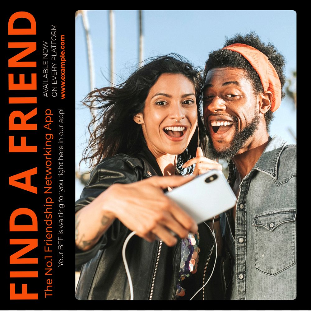 Find a friend Instagram post template, editable text