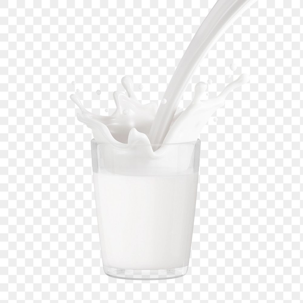 3D glass of milk, element editable illustration