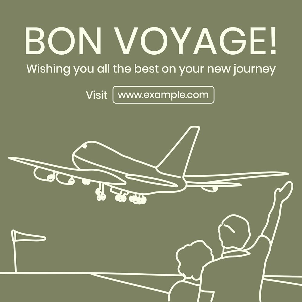 Bon voyage Instagram post template, editable text