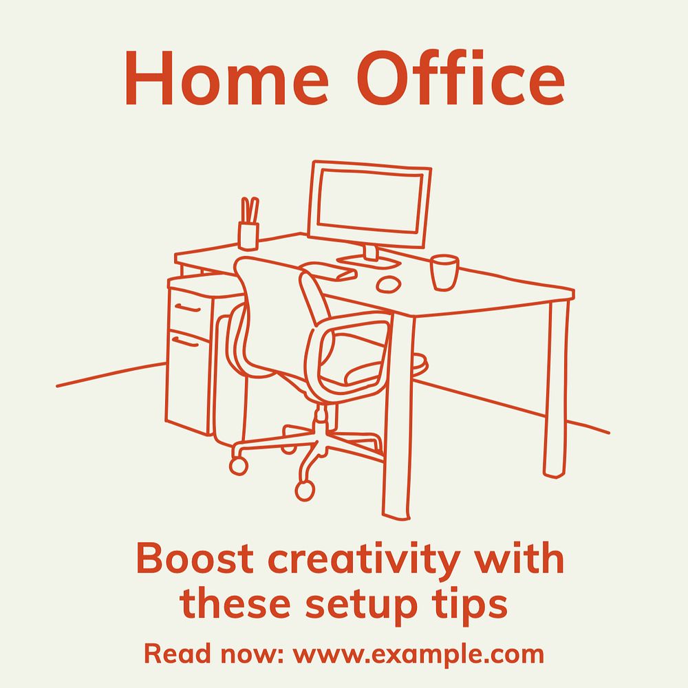 Home office Instagram post template, editable text