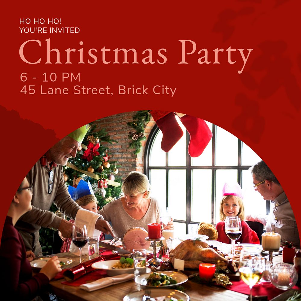 Christmas party Instagram post template, editable text