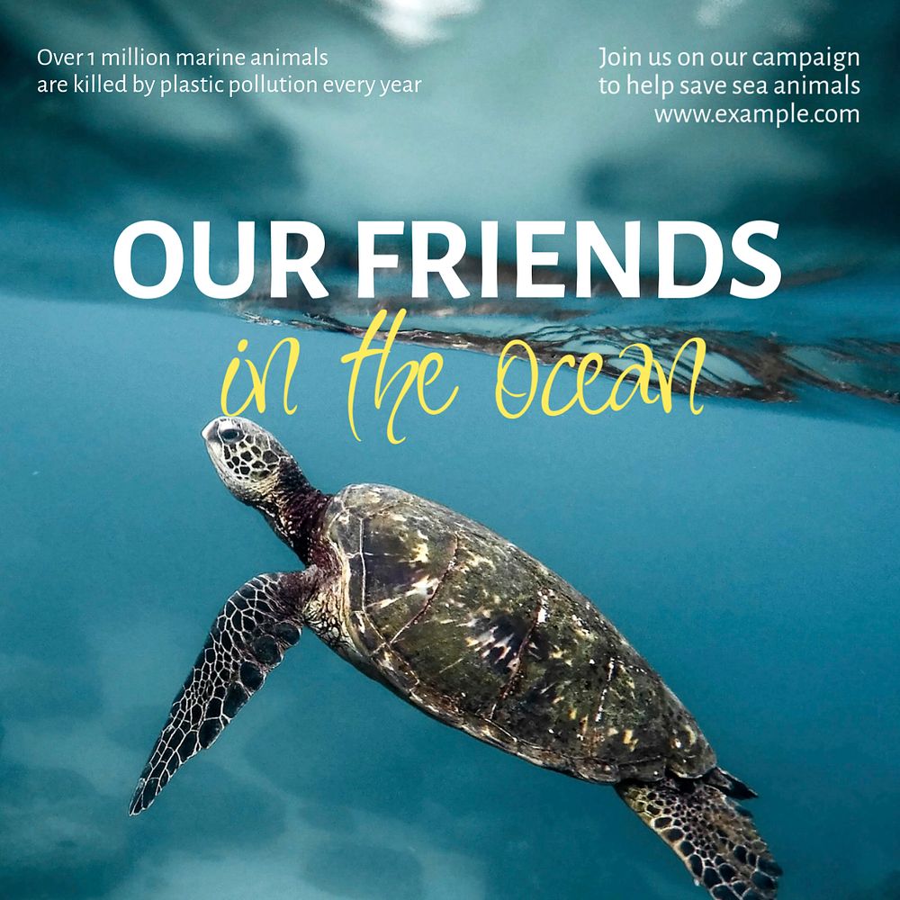 Ocean friends Instagram post template, editable text