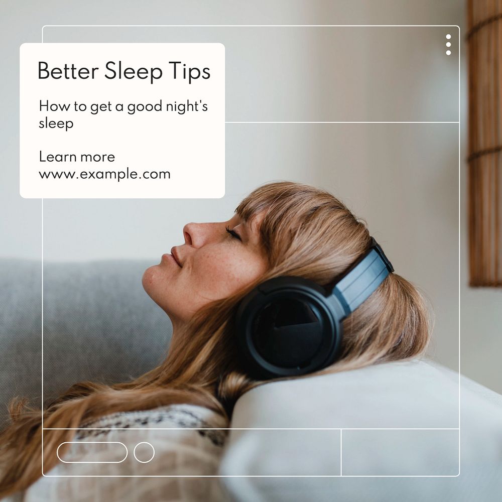 Better sleep tips  Instagram post template, editable text