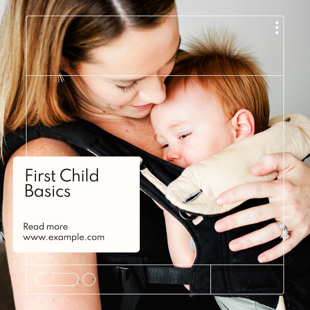 First child basics Instagram post template, editable text