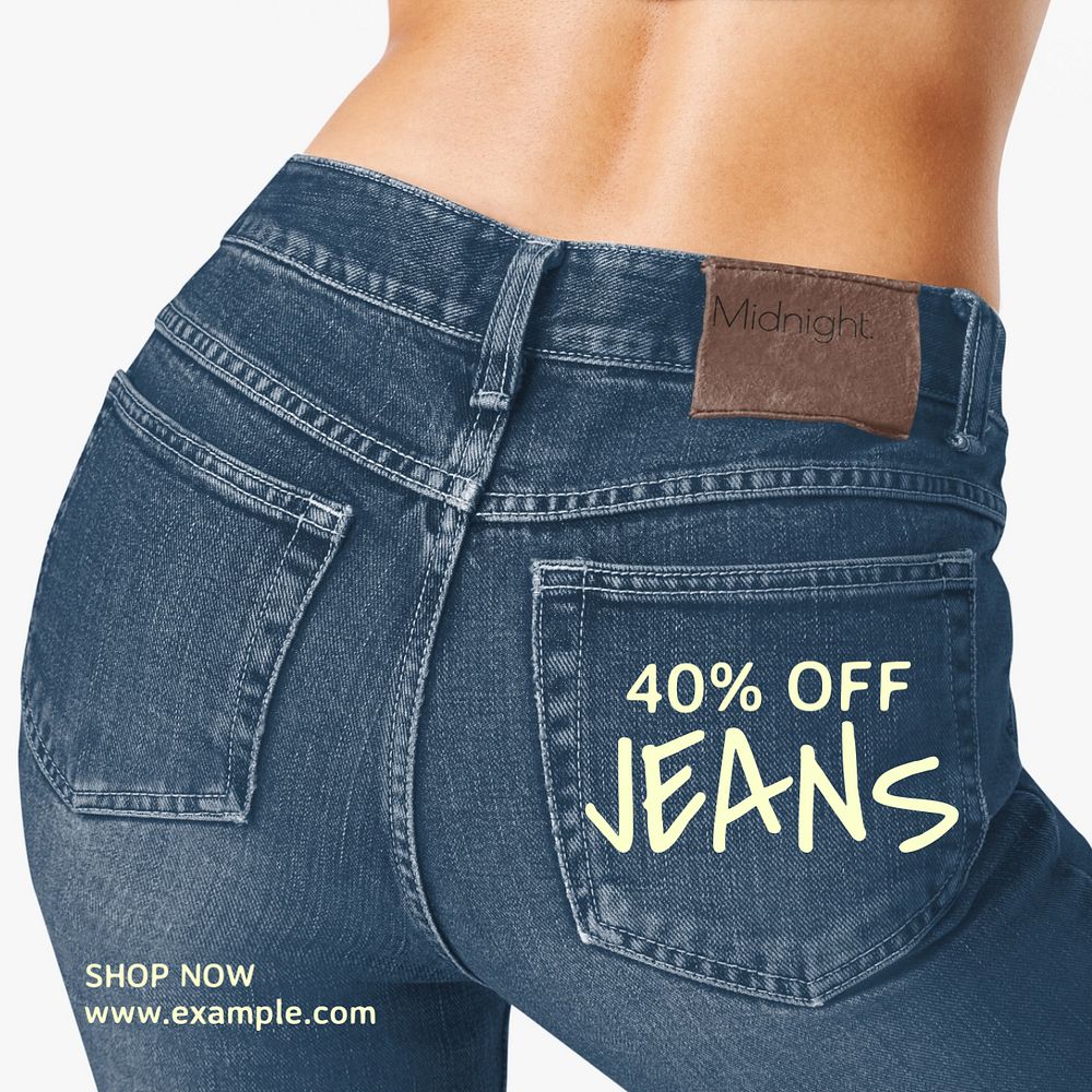 Jeans, fashion sale Instagram post template, editable text