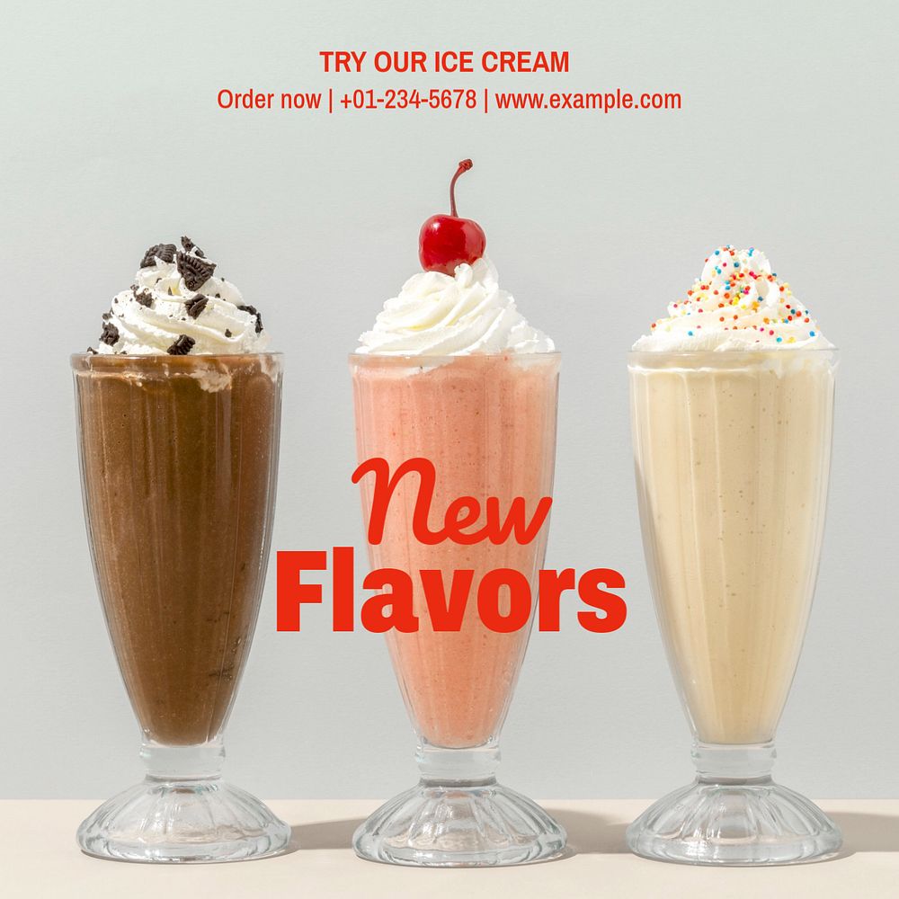 New flavors Instagram post template, editable text