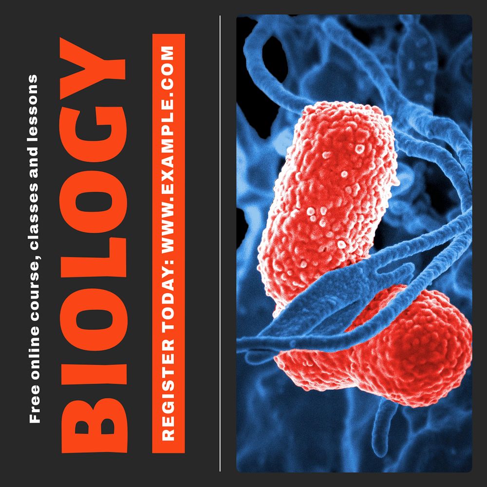 Biology course Instagram post template, editable text