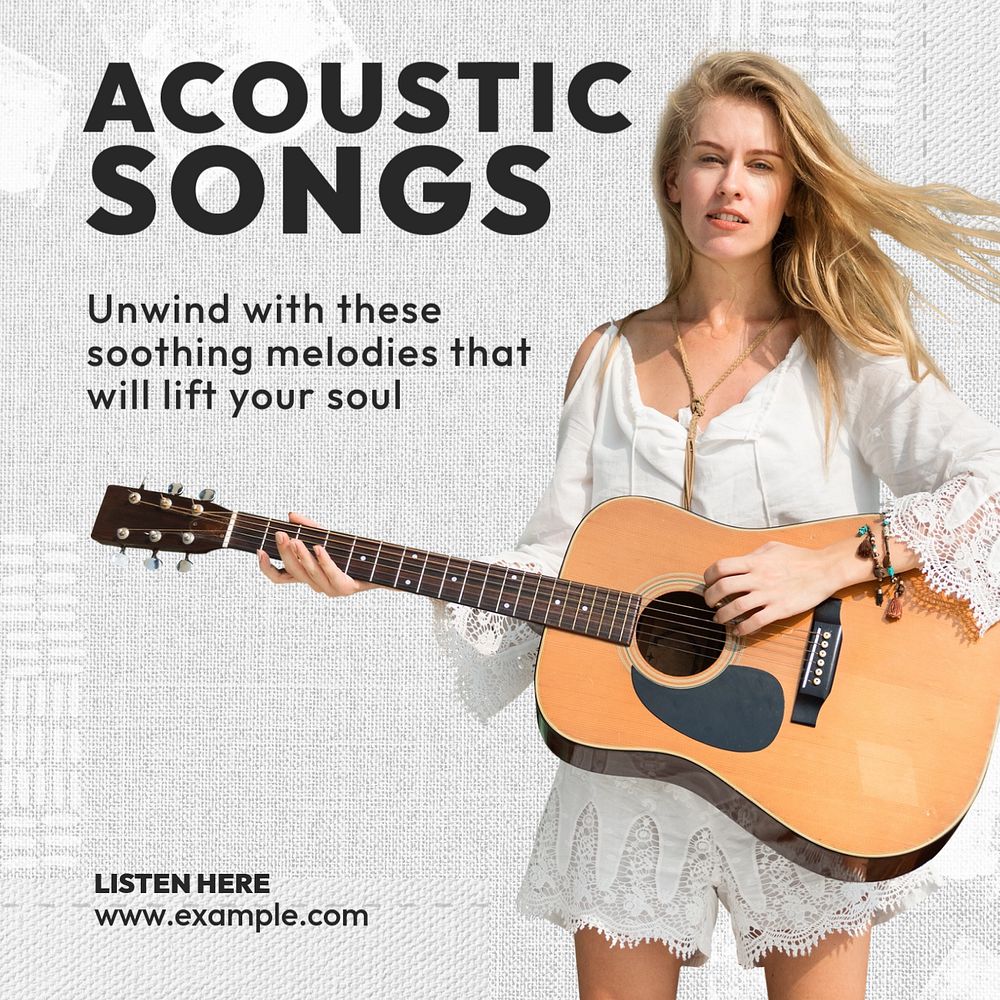 Acoustic songs Instagram post template, editable text