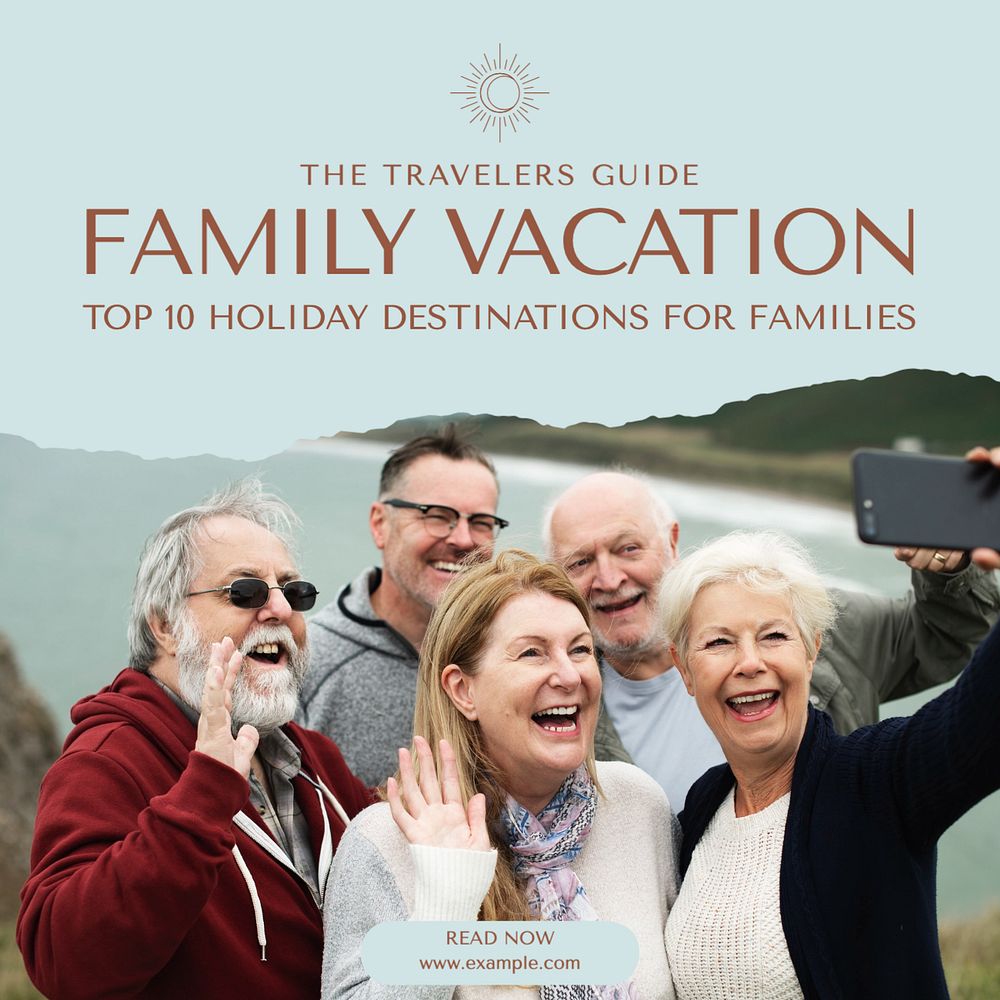 Family vacation Instagram post template, editable text