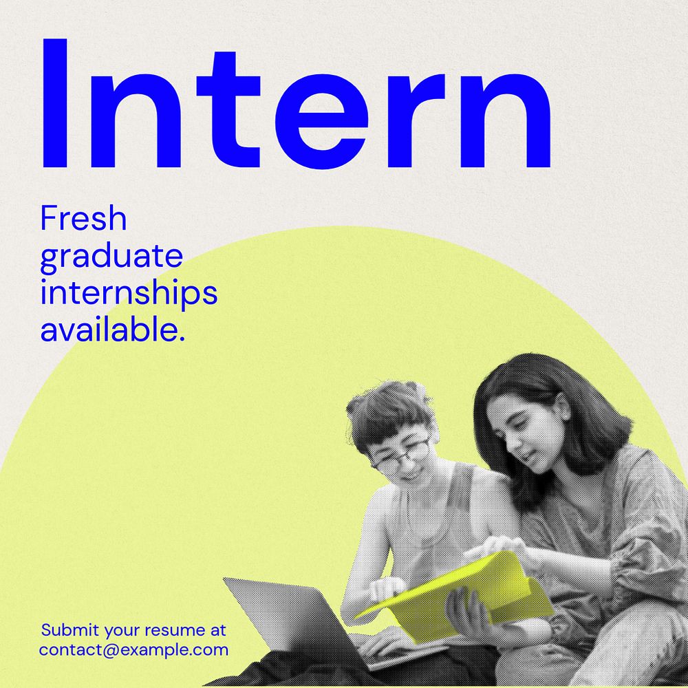 Intern recruitment Instagram post template, editable text