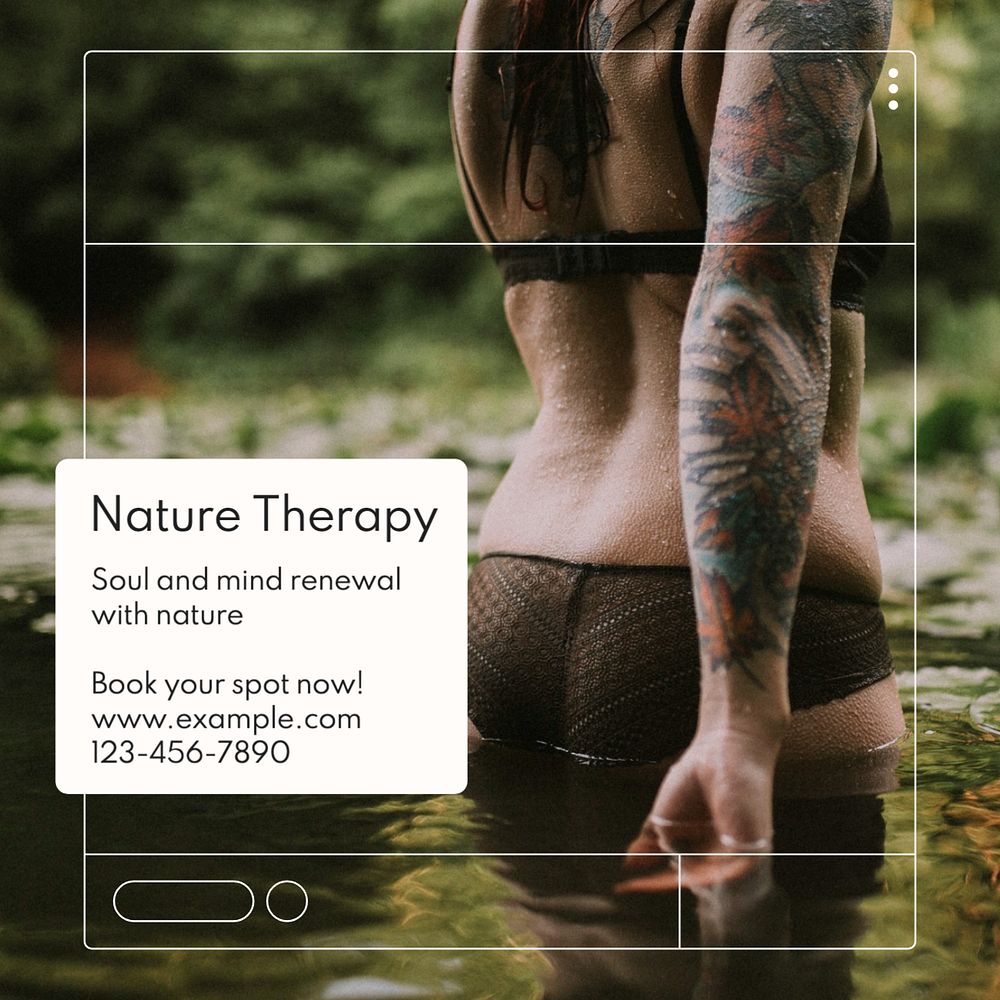 Nature therapy Instagram post template, editable text