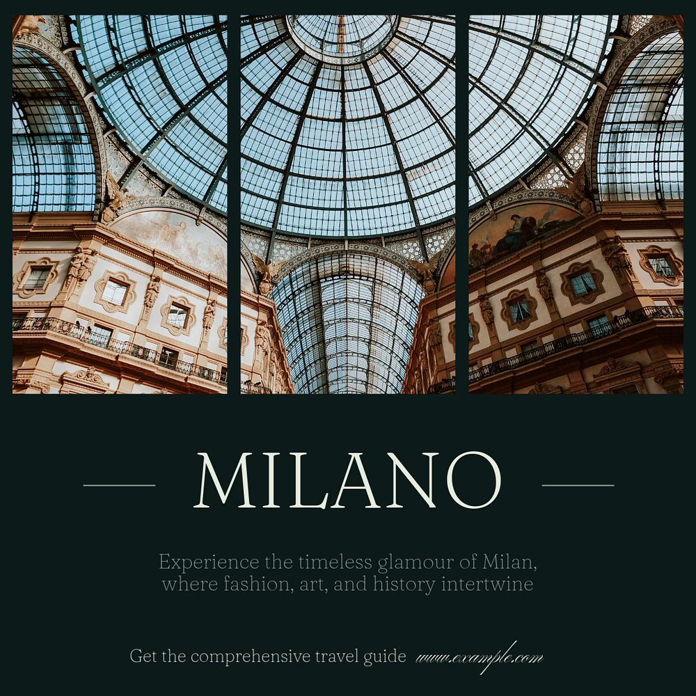 Milan travel Instagram post template, editable text