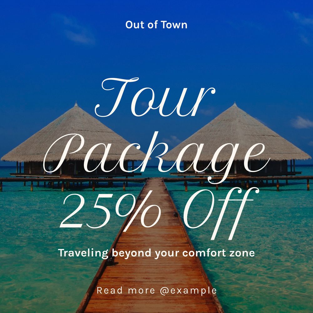 Tour package Instagram post template, editable text