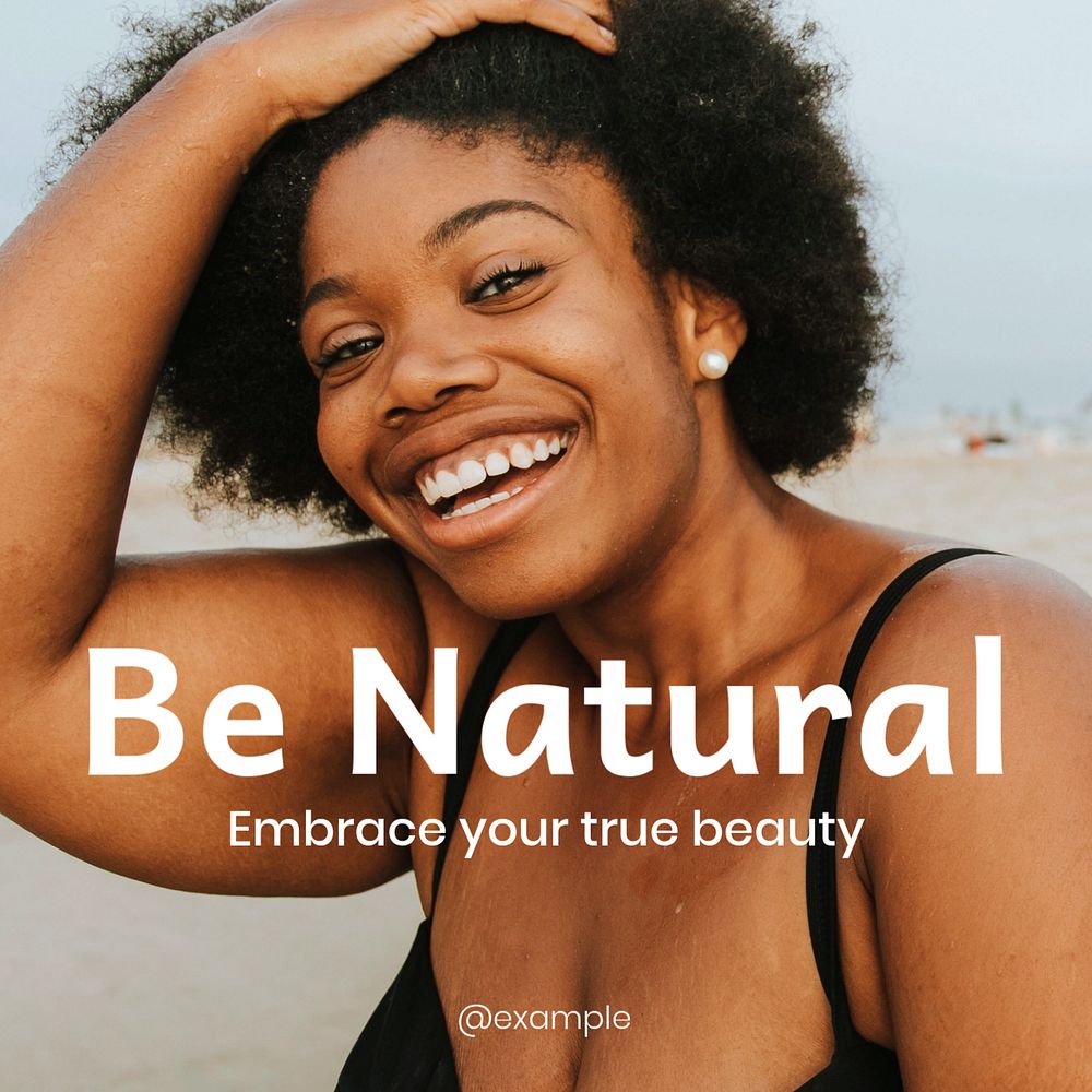 Natural beauty Instagram post template, editable text